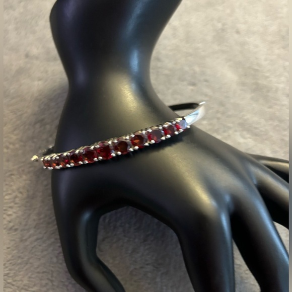 NYC II Garnet Sterling Silver Bangle